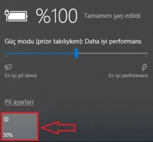 Windows 10 Pil Yuzdesinden Ekran Parlakligi Ayarlama 300x278