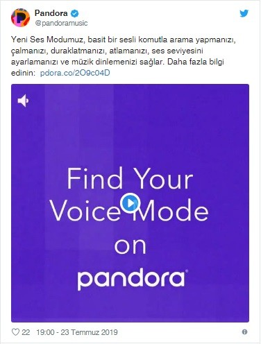 Pandora Ses Modu Duyurusu